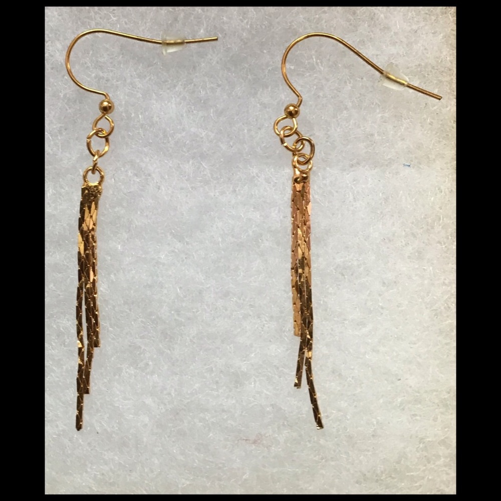 1 1/2” Triple Gold Strand Earrings